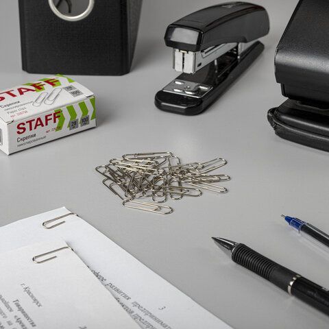 Скрепки STAFF 2 шт. &quot;EVERYDAY&quot;, 28 мм, никелированные, 100 шт., в картонной коробке, 226758