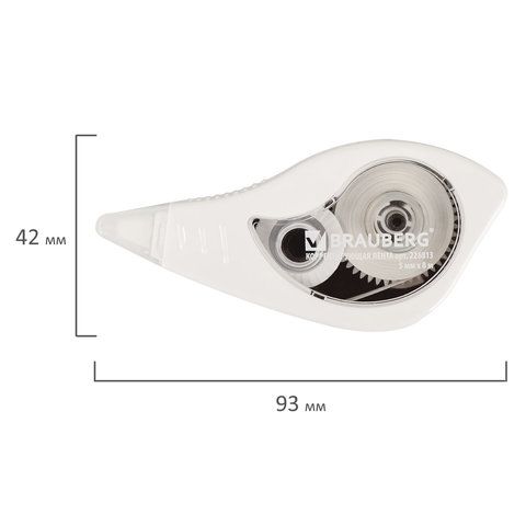 Корректирующая лента BRAUBERG BLACK&amp;WHITE, 5 мм х 8 м, корпус белый, механизм перемотки, блистер, 226813