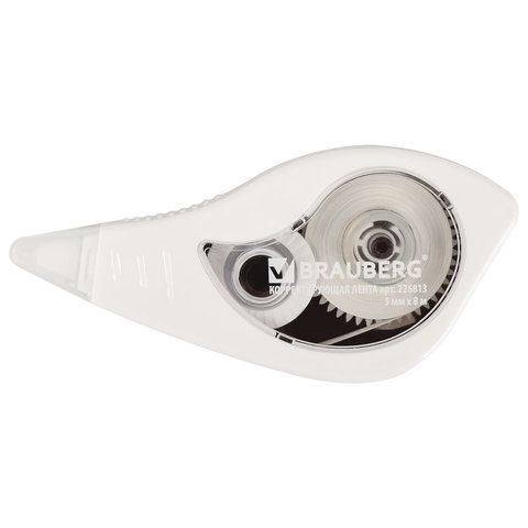 Корректирующая лента BRAUBERG BLACK&amp;WHITE, 5 мм х 8 м, корпус белый, механизм перемотки, блистер, 226813