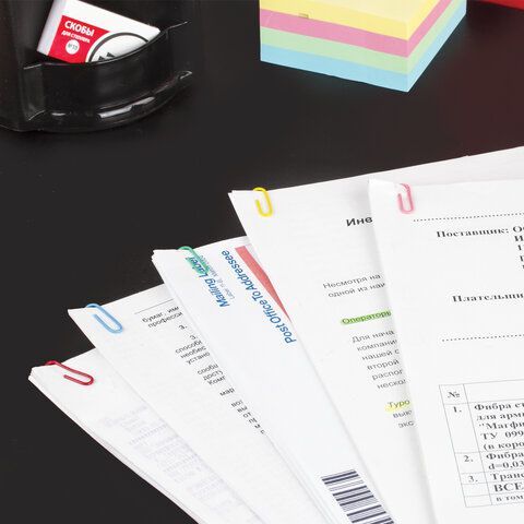 Скрепки STAFF 2 шт. &quot;Manager&quot;, 28 мм, цветные, 100 шт., в картонной коробке, 226821