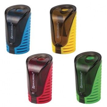 Точилка BRAUBERG 2 шт. "Cell" с контейнером, пластиковая, овальная, цвет корпуса ассорти, 226944