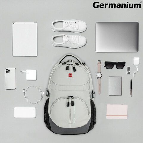 Рюкзак GERMANIUM &quot;S-07&quot; универсальный, уплотненная спинка, облегчённый, светло-серый, 46х32х15 см, 226954