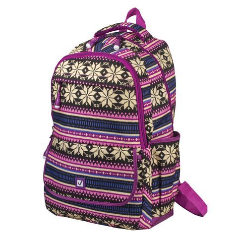 Рюкзак BRAUBERG CANVAS универсальный, 2 отделения, &quot;Фиолетовые узоры&quot;, канвас, 47х32х14 см, 227069