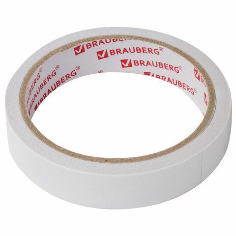 Клейкая двухсторонняя лента 19 мм х 10 м, БУМАЖНАЯ ОСНОВА, BRAUBERG 2 шт., 227268