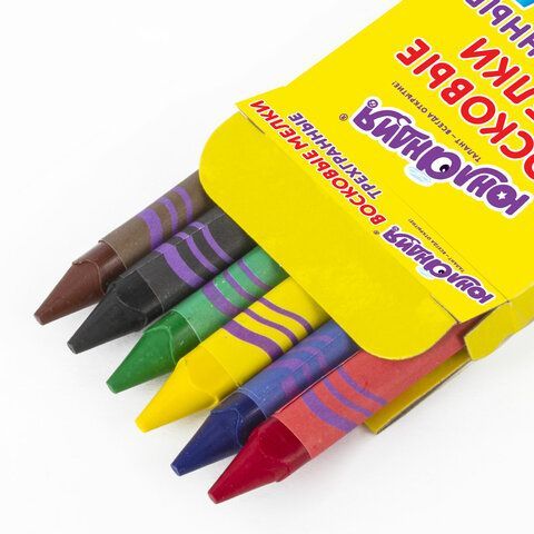 Восковые мелки трехгранные ЮНЛАНДИЯ 8 шт. &quot;ЮНЛАНДИК И МУДРЫЙ ЛИС&quot;, НАБОР 6 цветов, 227288