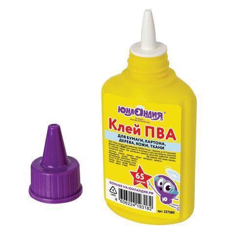 Клей ПВА ЮНЛАНДИЯ 8 шт. (бумага, картон, дерево), 65 г, 227380