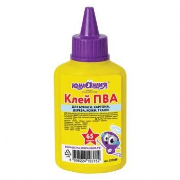 Клей ПВА ЮНЛАНДИЯ 8 шт. (бумага, картон, дерево), 65 г, 227380