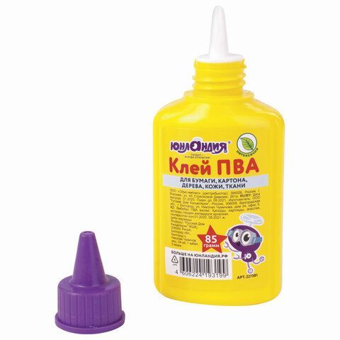 Клей ПВА ЮНЛАНДИЯ 6 шт. (бумага, картон, дерево), 85 г, 227381