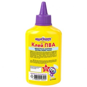Клей ПВА ЮНЛАНДИЯ 5 шт. (бумага, картон, дерево), 125 г, 227382