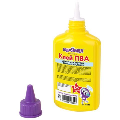 Клей ПВА ЮНЛАНДИЯ 5 шт. (бумага, картон, дерево), 125 г, 227382
