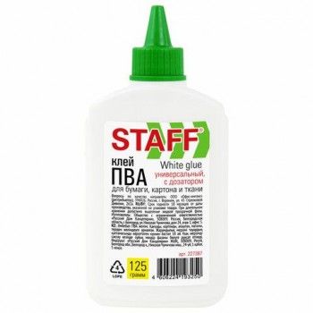 Клей ПВА STAFF 6 шт. EVERYDAY, 125 г, с дозатором, 227387
