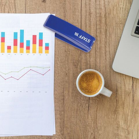 Степлер №24/6, 26/6 STAFF &quot;Basic&quot;, до 20 листов, синий, 227406