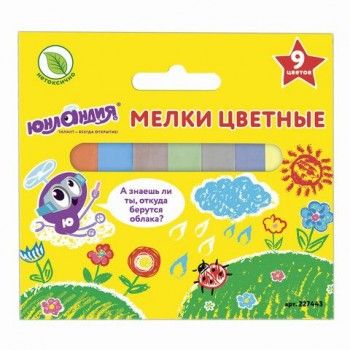 Мел цветной ЮНЛАНДИЯ 10 шт. "ЮНЛАНДИК И ОКРУЖАЮЩИЙ МИР", НАБОР 9 шт., квадратный, 227443