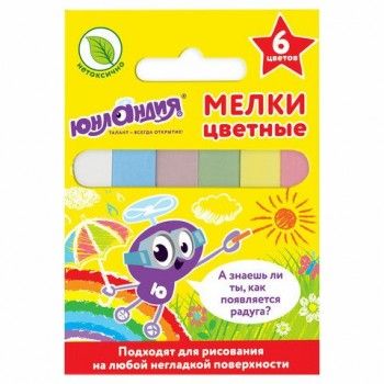 Мел цветной ЮНЛАНДИЯ 15 шт. "ЮНЛАНДИК И ОКРУЖАЮЩИЙ МИР", НАБОР 6 шт., квадратный, 227447