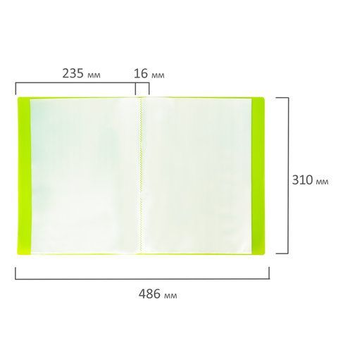 Папка 20 вкладышей BRAUBERG &quot;Neon&quot;, 16 мм, неоновая, зеленая, 700 мкм, 227448