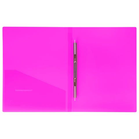 Папка с металлическим скоросшивателем и внутренним карманом BRAUBERG &quot;Neon&quot;, 16 мм, розовая, до 100 листов, 0,7 мм, 227466