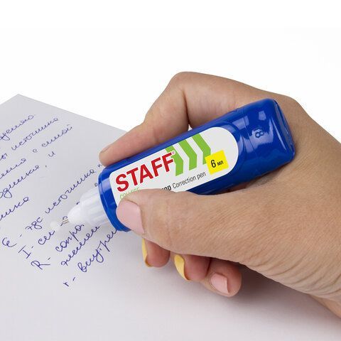 Ручка-корректор STAFF 12 шт. &quot;College&quot;, 6 мл, металлический наконечник, плоский корпус, 227569