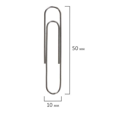 Скрепки большие 50 мм, BRAUBERG 2 шт., оцинкованные, 50 шт., в картонной коробке, 227589