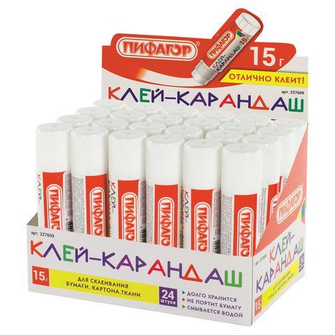 Клей-карандаш ПИФАГОР 8 шт., 15 г, 227609