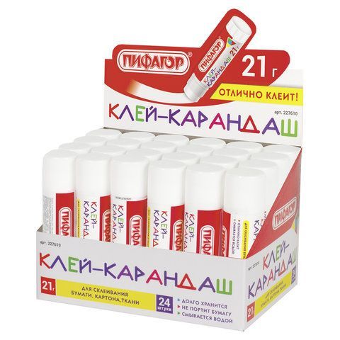 Клей-карандаш ПИФАГОР 6 шт., 21 г, 227610