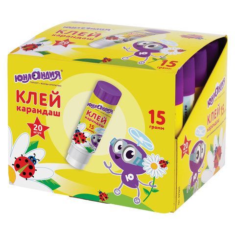 Клей-карандаш ЮНЛАНДИЯ 5 шт. &quot;ЮНЛАНДИК И БОЖЬЯ КОРОВКА&quot;, 15 г, улучшенный, 227611