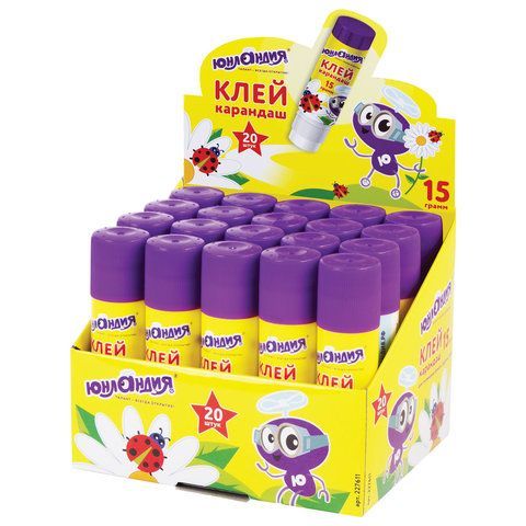 Клей-карандаш ЮНЛАНДИЯ 5 шт. &quot;ЮНЛАНДИК И БОЖЬЯ КОРОВКА&quot;, 15 г, улучшенный, 227611
