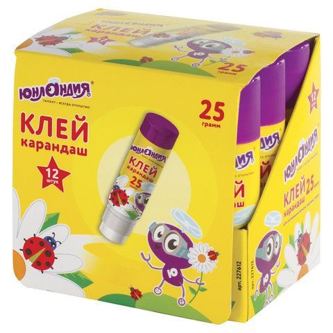 Клей-карандаш ЮНЛАНДИЯ 3 шт. &quot;ЮНЛАНДИК И БОЖЬЯ КОРОВКА&quot;, 25 г, улучшенный, 227612