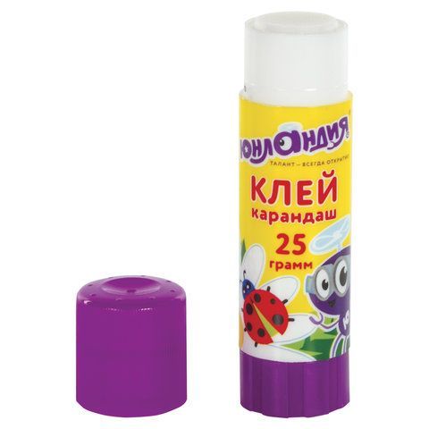 Клей-карандаш ЮНЛАНДИЯ 3 шт. &quot;ЮНЛАНДИК И БОЖЬЯ КОРОВКА&quot;, 25 г, улучшенный, 227612