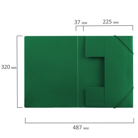 Папка на резинках BRAUBERG 2 шт. &quot;Office&quot;, зеленая, до 300 листов, 500 мкм, 227710