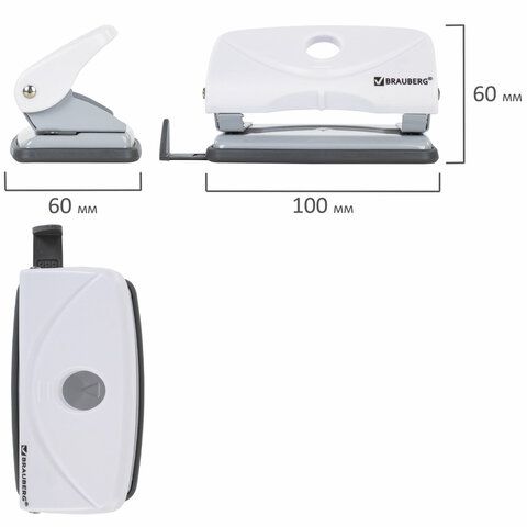 Дырокол BRAUBERG &quot;Original&quot;, до 10 листов, белый, 227786