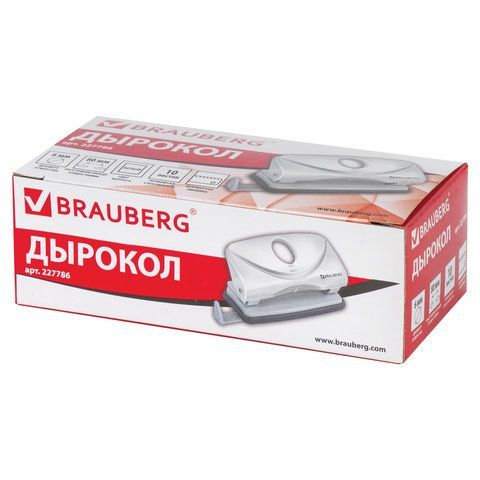 Дырокол BRAUBERG &quot;Original&quot;, до 10 листов, белый, 227786