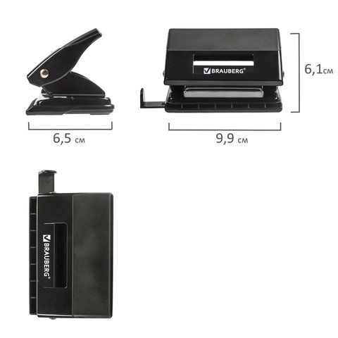 Дырокол BRAUBERG &quot;Black Jack&quot;, до 10 листов, черный, 227795