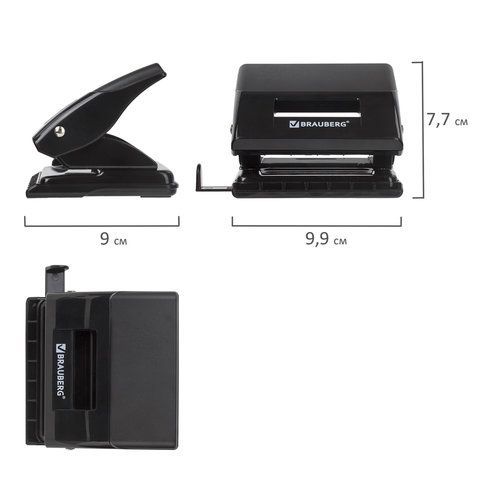 Дырокол BRAUBERG &quot;Black Jack&quot;, до 20 листов, черный, 227796
