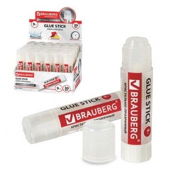 Клей-карандаш BRAUBERG 3 шт. "Crystal", 9 г, прозрачный, 227967, PVP
