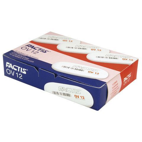 Ластик большой FACTIS 3 шт. OV 12 (Испания), 61х28х13 мм, белый, овальный, CMFOV12