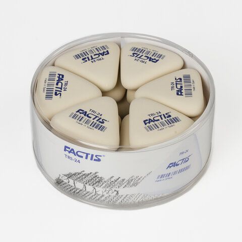 Ластик FACTIS 24 шт. (Испания) TRI 24, 51х46х12 мм, белый, треугольный, мягкий, PMFTRI24