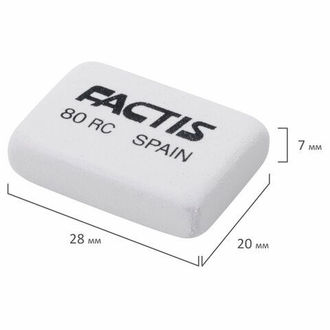 Ластик FACTIS 20 шт. 80 RC (Испания), 28х20х7 мм, белый, прямоугольный, CNF80RC