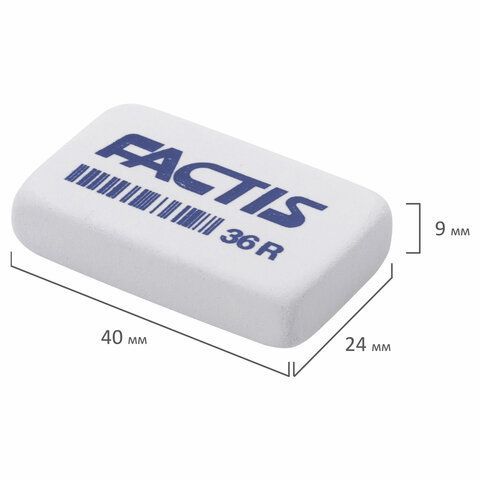 Ластик FACTIS 9 шт. 36 R (Испания), 40х24х9 мм, белый, прямоугольный, мягкий, CNF36RB
