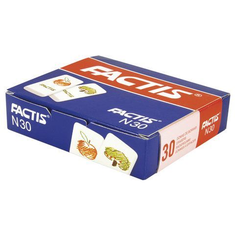 Ластик FACTIS 30 шт. N 30 (Испания), 50х24х10 мм, белый, прямоугольный, CNFN30