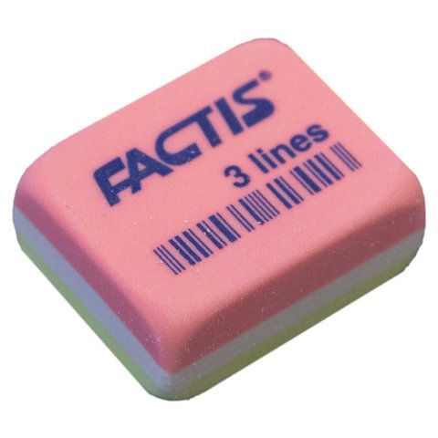 Ластик FACTIS 30 шт. 3 Lines (Испания), 30х24х13 мм, цвет ассорти, прямоугольный, CPF3LINES