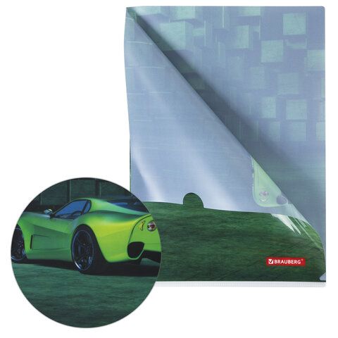 Папка-уголок BRAUBERG 3 шт. &quot;SPORT CAR&quot;, А4, 150 мкм, цветная печать, 228044