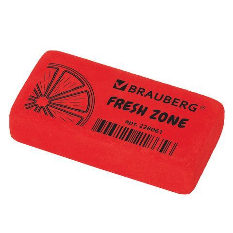 Ластик BRAUBERG 9 шт. &quot;Fresh Zone&quot;, 40х20х10 мм, цвет ассорти, прямоугольный, 228061