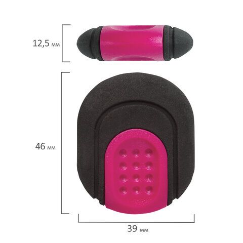 Ластик BRAUBERG 2 шт. &quot;C-Grip&quot;, 46х39х12,5 мм, черный, держатель ассорти, 228063