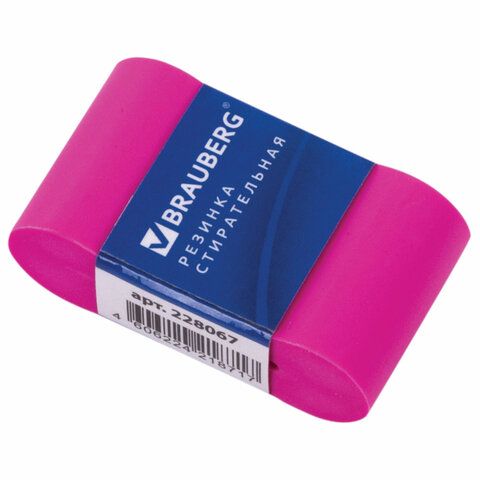 Ластик BRAUBERG 4 шт. &quot;Rainbow&quot;, 42х23х13 мм, цвет ассорти, картонный держатель, 228067