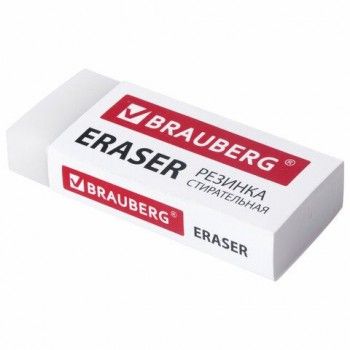 Ластик большой BRAUBERG 4 шт. EXTRA, 60х24х11 мм, белый, прямоугольный, экологичный ПВХ, картонный держатель, 228074
