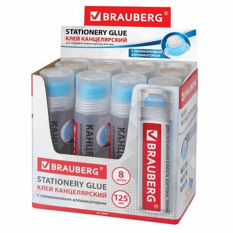 Клей канцелярский BRAUBERG 2 шт., 125 мл, с силиконовым аппликатором, 228403