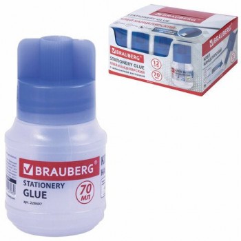 Клей канцелярский BRAUBERG 3 шт., 70 мл, с кисточкой, 228407