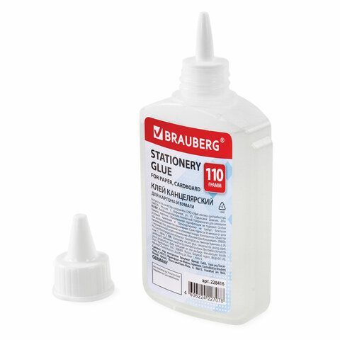 Клей канцелярский силикатный BRAUBERG 5 шт. &quot;Standard&quot; (для бумаги, картона) 110 г, 228416