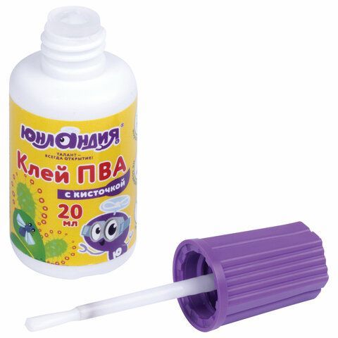 Клей ПВА с кисточкой, 20 г, ЮНЛАНДИЯ 5 шт., 228420