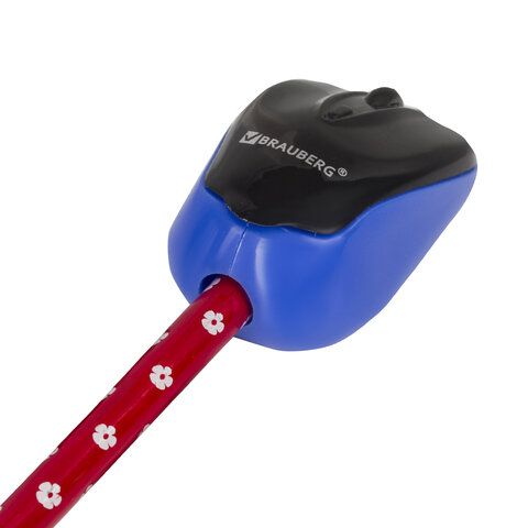 Точилка BRAUBERG 12 шт. &quot;Click&quot;, с контейнером, пластиковая, корпус ассорти, 228445